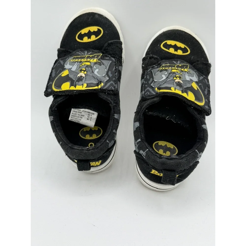 DC Batman Canvas Toddler Black Slip On Shoe Hook And Loop Closure Size 8